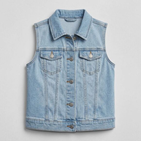 Old Navy Other - Old Navy Girls XL 14 Light Wash Denim Trucker Vest  Jacket Sleeveless 90s Boho